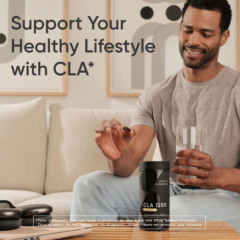 Sports Research CLA 1250mg - 90 Softgels, Active Conjugated Linoleic Acid for Men and Women, Non-GMO, Soy & Gluten Free