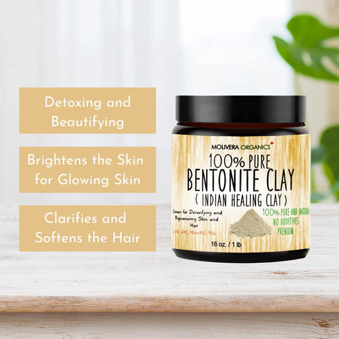 Premium 1 lb Bentonite Clay, Natural Detoxifying Clay for Face Masks & Hair Care