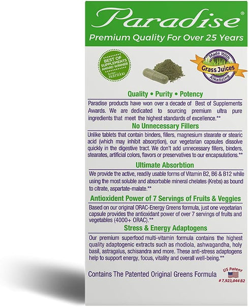Earth's Blend Multivitamin with Iron, 48 Organic Superfoods by Paradise Herbs
