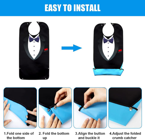 Washable Adult Bibs with Crumb Catcher - Reusable Clothing Protectors for Men & Seniors