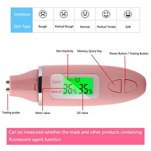 Professional Skin Analyzer Machine, Digital Oil Sensor, LCD Display Monitoring Meter for Face