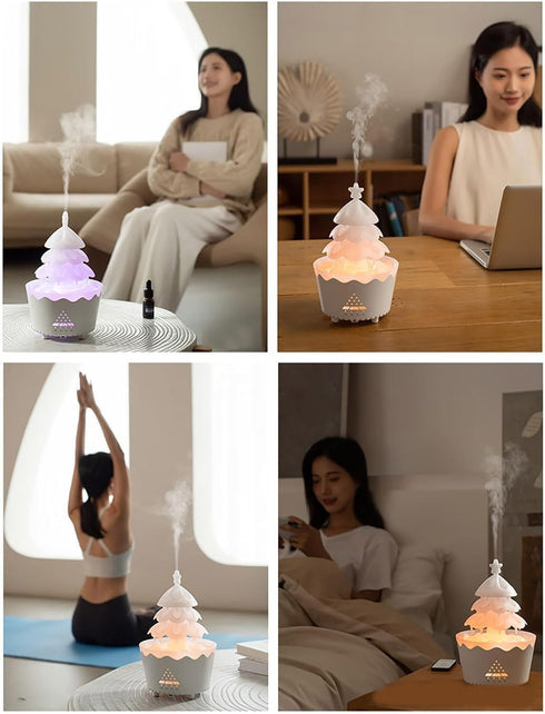 LUCOJET 250ML 7 Essential Oil Diffuser, Christmas Tree Aromatherapy Diffuser, Ultrasonic Cool Mist Humidifier
