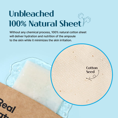 K-Beauty Real Natural Sheet Mask - Blue Ampoule, EWG Verified Non-GMO, 10 Count
