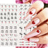 Valentine's Day Nail Art Stickers, Black Heart Water Transfer Decals, Simple Love Design for Women 12Pcs
