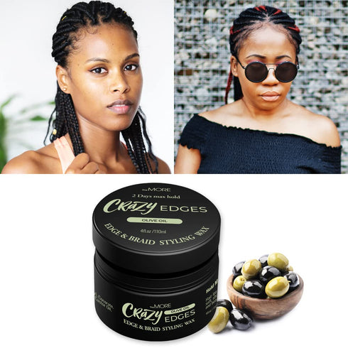The MORE Crazy Edges Wax, 2Days Max Hold Edge and Braid Styling Wax (Olive Oil, 3.4fl oz)