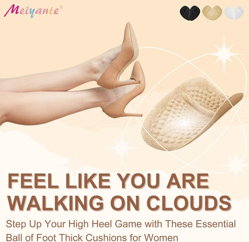 Metatarsal Pads for Women, Heel Inserts for Shoes, Ball of Foot Cushions (2 Pairs) for All Day Pain Relief (Beige)