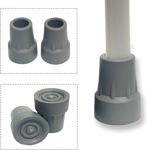 Crutch Tips, Replacement Medical Cane Tips, 7/8 Inch, Gray, 2 Pcs