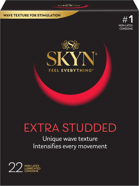 SKYN 22 Count 24 Count Extra Studded Ultra Thin Natural Feel Condoms with Original Premium Polyisoprene Lubricated