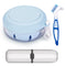 Denture Case with Brush & Portable Toothbrush Box, 100% No-Leak Retainer Box Set for Traveling, Blue