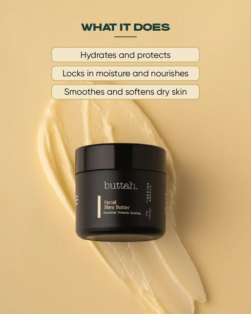 Buttah Skin Facial Shea Butter 2oz, Organic Whipped Virgin Raw Moisturizer for All Skin Tones