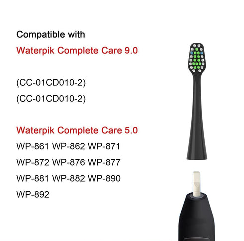 Replacement Toothbrush Heads for Waterpik - Fits Complete Care 9.0 (CC-01), Care 5.0 (WP-862), Sonic Electric Toothbrush