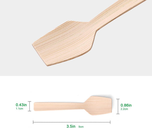 Mini Bamboo Utensils, 200PK Mini-Bamboo Spoons, 3.54" Disposable for Jelly, Pudding, Yogurt, Cake