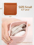 Small Makeup Bag for Women, PU Leather Travel Makeup Pouch with Zipper, Cosmetic Bag for Purse (Brown)