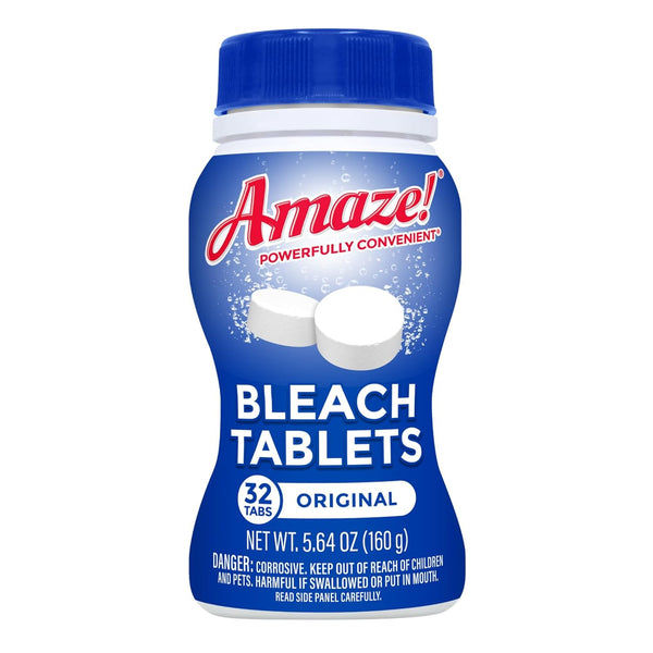 AMAZE Ultra Concentrated Bleach Tablets - 32 Tablets for Laundry, Toilet, and Multipurpose Home Cleaning