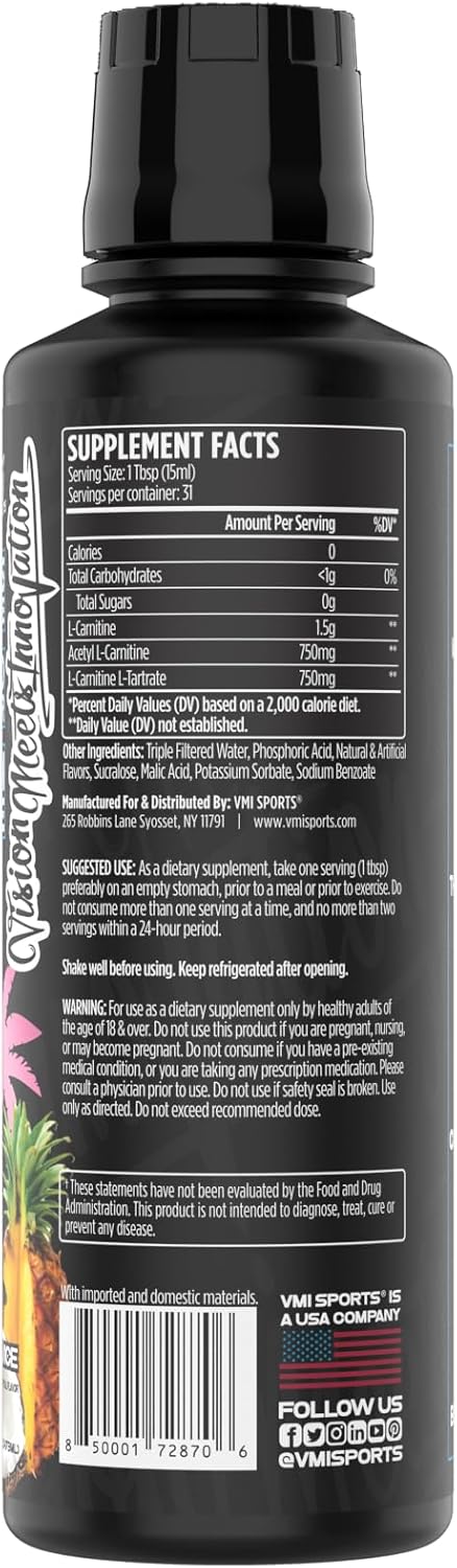L-Carnitine 3000 Liquid | 3000 mg Carnitine Supplement | Zero Calorie Zero Sugar Keto Friendly for Men and Women –