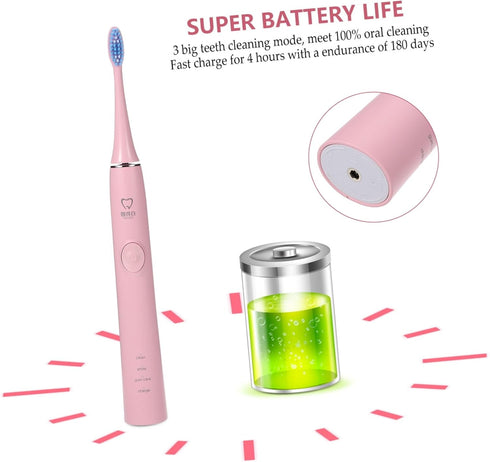 Set Didiseaon Electric Toothbrush Waterproof Sonic Toothbrush for Adults Gentle Bristles Function for Daily Oral Care
