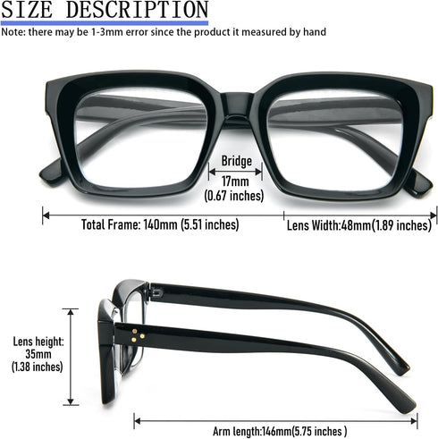 DXYXYO 3 Pack Reading Glasses 2.0 Women Blue Light Blocking Mens Oversized Rectangle Computer Readers Retro Fashion