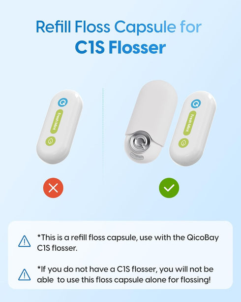 Refill Floss Capsule for C1S Flosser, 90 Uses per Pack, Efficient Plaque Removal, Super Mint (3 Pack)