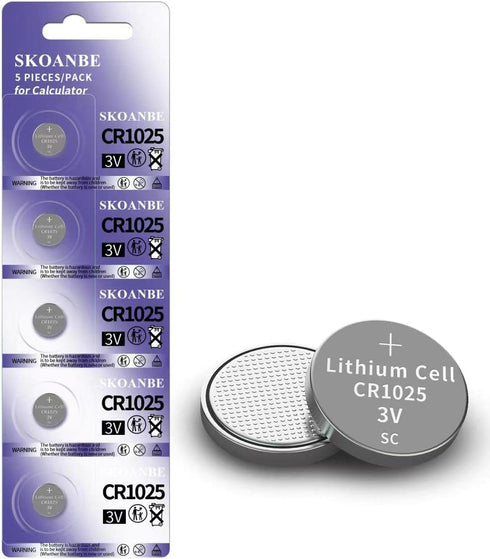 SKOANBE CR1025 3V Button Coin Cell Lithium Battery-5Packs