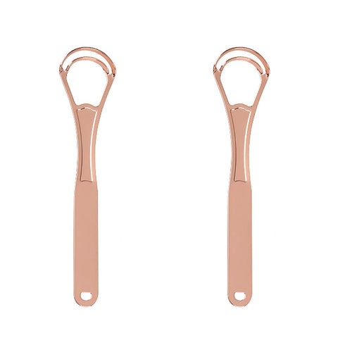 2PCS Tongue Cleaners, Wide-Head Double Blades Scrapers for Oral Care, Rose Gold Color