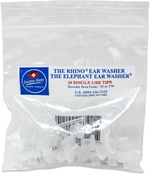 Doctor Easy Elephant & Rhino Ear Washer Disposable Tips, 20 Count Bag