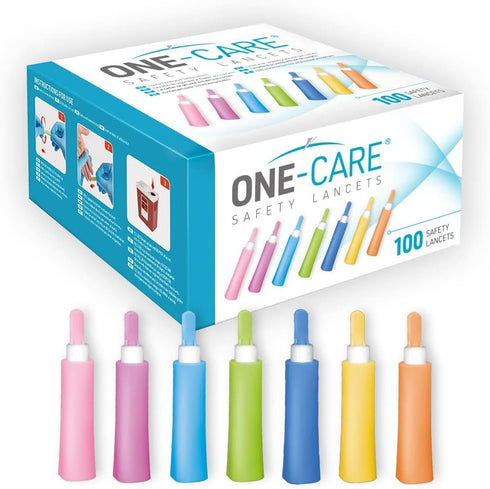 ONE-Care Safety Lancets - 30G x 1.5mm, Gentle Pre-Loaded Finger Self Prick Device, 100/Box