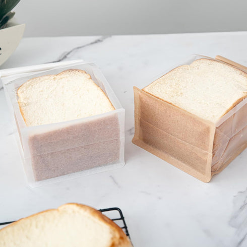 Roppolo 100 Packing 3.9 Inch Pcs Bread Bags with Tin Tie, Loaf Bags Made Of Brown Cotton Paper, Storage Bag with Clear