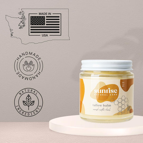 Honey and Tallow Balm - Lavender Body and Face Moisturizer - 100% Grass Fed Beef Tallow - 4 Ounces