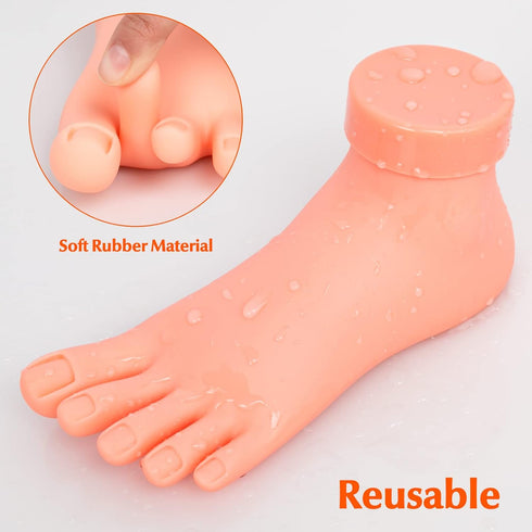 krofaue Practice Fake Foot Model, 1 Pair Flexible Soft Silicone Prosthetic Tool for Nail Tips Art Training