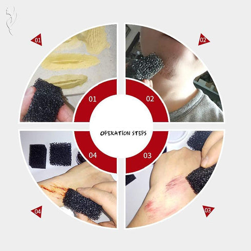 Go Ho 6 Colors Bruise Makeup Set for SFX, Theatrical Face Paint Materials with Sponges for Halloween