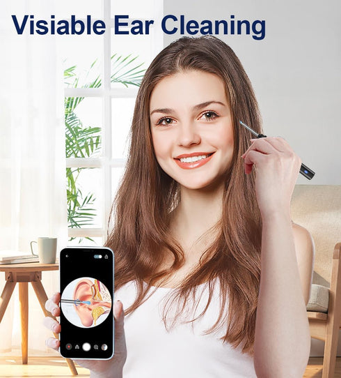 Ear Wax Removal Kit with Camera, 1296P HD Ear Otoscope with 6 LED Lights for iPhone, iPad & Android