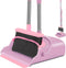 kelamayi Broom and Dustpan Set for Home, Office, Indoor & Outdoor Sweeping, Stand Up Broom and Dustpan (Pink).