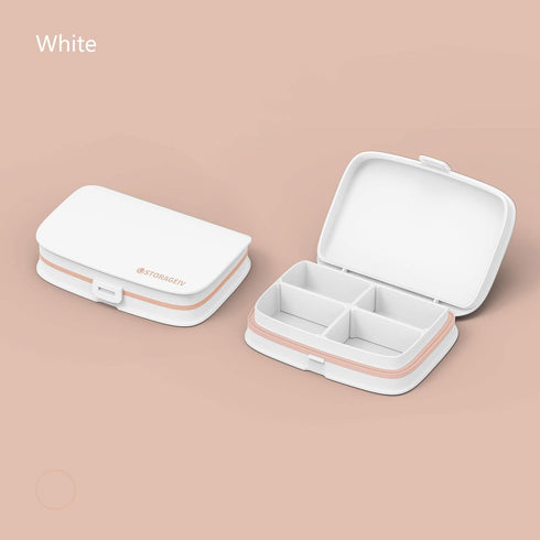 Waterproof Pill Case - Small Travel Pill Organizer with Removable Compartments, Portable Outdoor Pill Holder (White A)