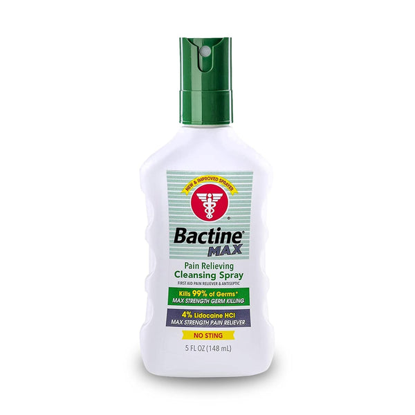 Bactine MAX First Aid Spray - Pain Relief Cleansing Spray with 4% Lidocaine - 5oz