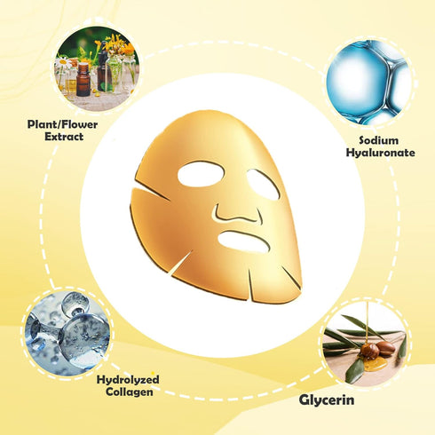 Permotary 12 PCS 24k Gold Crystal Gel Collagen Facial Masks, Treatment Deep Moisturizing Facial Masks For Anti Aging Puffiness Skincare Anti Wrinkle Tighten Skin & Revitalize Skin