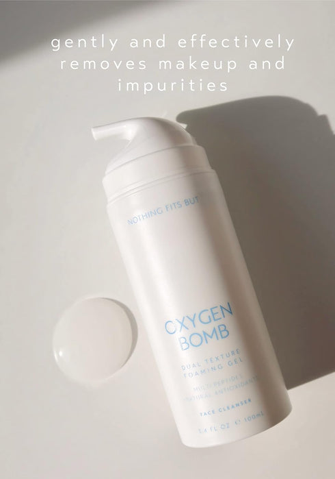 NOTHING FITS BUT Oxygen Bomb with Brush Pad, Dual Texture Foaming Gel Facial Mask & Cleanser, 3.4 Fl Oz (100 ml)