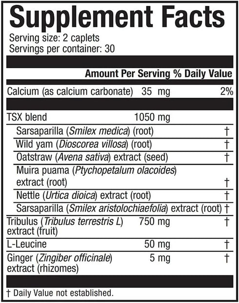 Nutraceutics 750mg 60 TestronSX Testosterone Support with Tribulus Terrestris Boosts Male Vitality, Stamina
