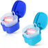 2 Pack Denture Bath Case Cup Holder with Strainer Basket for Travel Cleaning (Light Blue and Blue)