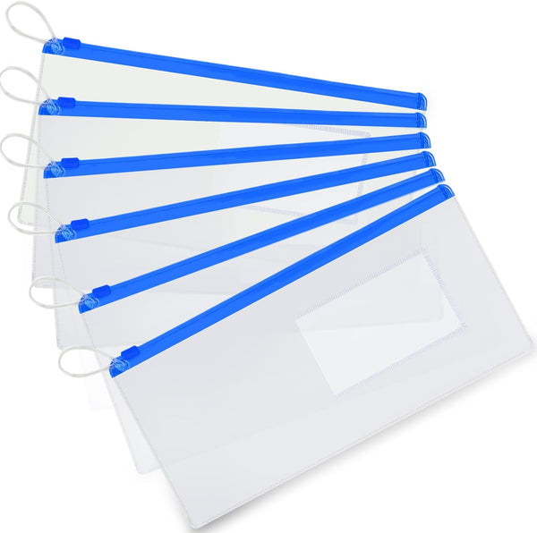 Fulmoon 100 Pcs Clear Dental Zipper Pouches 10 x 4 Inch with Card Slot for Dental Hygiene Products (Blue)