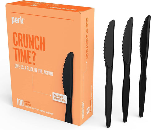 Perk Polystyrene Knife, Heavy-Weight, Black, 100/Pack (PK56393)