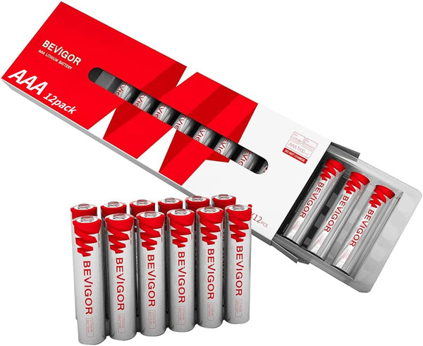BEVIGOR AAA Lithium Batteries, 12 Pack, 1.5V 1200mAh Longer Lasting Lithium Iron AAA Batteries for Flashlight, Toys