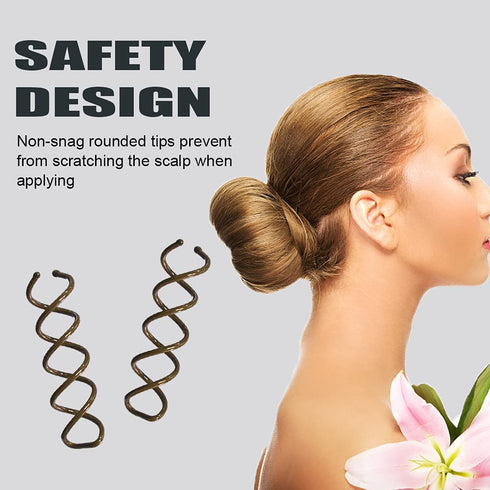 Spiral Bobby Pins Brown, 20 Pcs Premium Spin Pins for Hair with Storage Tin, Non Scratched Twist Screw