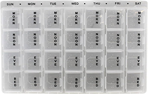 home style 7-Day Pill Box Organizer 4 Times A Day Morning Noon and Evening