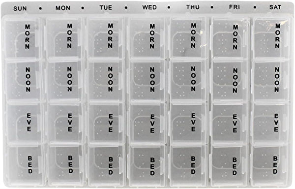 home style 7-Day Pill Box Organizer 4 Times A Day Morning Noon and Evening