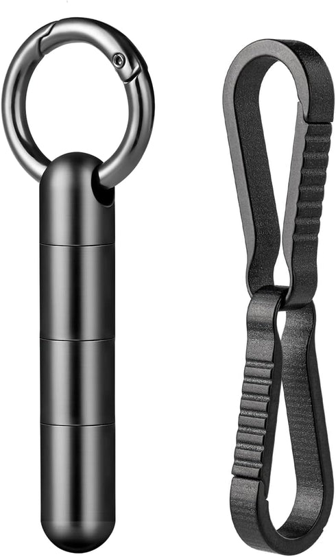 TISUR Keychain Pill Holder+Titanium Key Chain Clip Hook