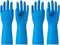 PACIFIC PPE 2 Pairs Reusable Dishwashing Cleaning Gloves, Latex Free, Cotton Lining, Blue, Large