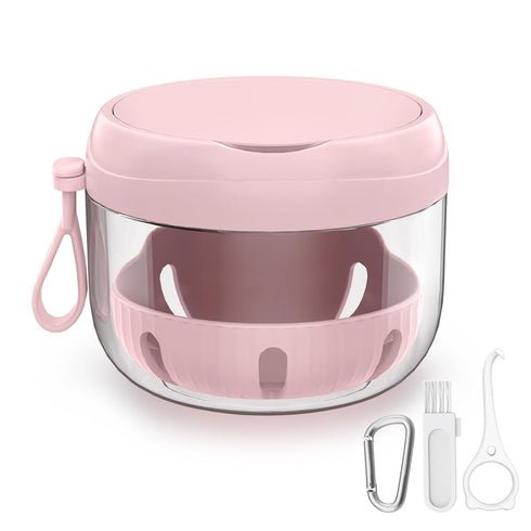 Denture Bath Box Cup Kit, Portable Leak Proof Retainer Case for Travel, Cleaning Care with Brush, Strainer, Tool, Mirror