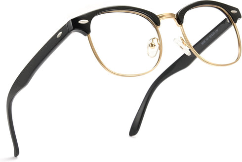 Cyxus Blue Light Glasses for Men Women, Browline Frame Computer Glasses, UV Protection, Reduce Eye Strain (8356T01 Gold