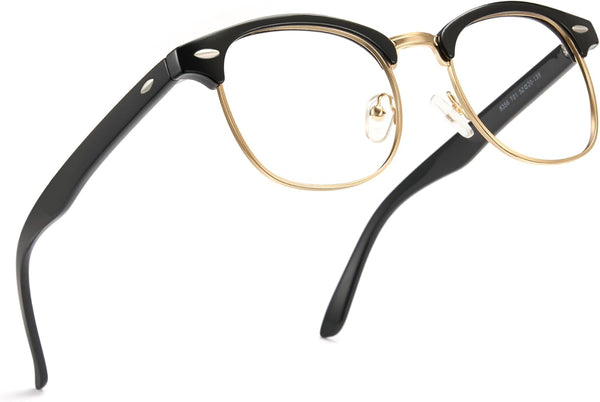 Cyxus Blue Light Glasses for Men Women, Browline Frame Computer Glasses, UV Protection, Reduce Eye Strain (8356T01 Gold