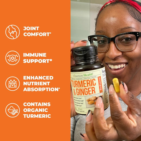 Turmeric Curcumin Supplement with Ginger Root, Joint Support, 95% Curcuminoids, 2 Pack for Max Absorption